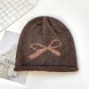 Gorro de punto con cordón estilo coreano para mujer, estilo jersey con rizos, gorro frío con cara visible, gorro Baotou Moon pequeño