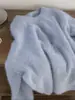 Suéter de punto redondo de alta gama, suave y afelpado, de pelo sintético de mapache para mujer, un top de punto grueso y acogedor para el invierno, perfecto como capa interior
