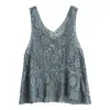 Camisola de Ganchillo Hueca Personalizada para Mujer de Algodón Estilo Sal Distinctivo Encaje Callejero Top Versátil Chaleco Blusa