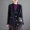 Outono e inverno 2021 Novo Cardigan Vintage Casaco Curto Suéter Feminino Solto Vintage Jacquard Tricotado Manga Longa Casaco Suéter