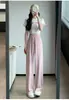 Pantalones de Seda de Hielo con Protección Solar para Mujer, Verano Finos de Cintura Alta, Holgados de Pierna Ancha, Deportivos Casuales, Sueltos, Transpirables, Rectos, de Secado Rápido