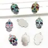 Amazon Transfronteiriço Pingente de Liga de Zinco Esmaltado de Caveira Iridescente Pulseira de Joias DIY Colar Chaveiro Pequenos Acessórios