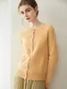 Cárdigan de punto de moda casual simple de cachemira 100% pura para mujer, cuello redondo, tejido de ochos, abrigo versátil nuevo para otoño e invierno