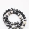 Cuentas sueltas de piedra natural con manchas blancas y negras, cuentas redondas de cebra en blanco y negro, accesorios de joyería para pulseras DIY, cuentas semiacabadas al por mayor