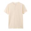 Camiseta Ami Khaji Masculina Manga Longa Pesada Algodão de Xinjiang Algodão Puro Gola Henley Manga Curta Estilo Americano Retrô Fitness Simples
