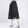 Saia de Moda Jacquard de Chiffon Slim-Fit Nova Primavera e Verão 2025 Cintura Alta Laço na Cintura Elegante para o Trabalho Saia Evasê
