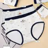 40-62.5kg Algodón Puro Dulce Estilo Girly Japonés Patrón de Oso Suave y Amigable con la Piel Cintura Media Calzones para Mujer