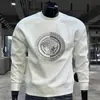 Moletom Pulôver Americano Moderno com Gola Redonda Masculino Moda Outono e Inverno Casual Estampado Top de Manga Longa Camisa Base de Veludo