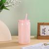 Taza de Vidrio de Borosilicato de Colores 16 oz Taza Mason Taza de Lata de Refresco con Popote Taza Portátil Resistente a Altas Temperaturas