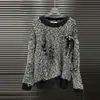 Nuevo Top Tejido Casual de Punto Coreano Dulce de Nicho con Pines Rasgados y Cuello Redondo para Mujer, Estilo Retro