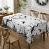Nova toalha de mesa de Halloween transfronteiriça, poliéster estilo gótico escuro com estampas de abóbora e corvo, toalha de mesa para festa de feriado