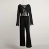 Conjunto de Pijama de Modal Feminino 2025 Estilo Preguiçoso Europeu e Americano Primavera/Verão Novo Manga Longa Calça Longa Pijama Casual Solto