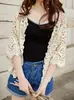 Ropa de punto de talla grande para mujer transfronteriza europea y americana, salida de baño para la playa, chaqueta de encaje para vacaciones en la costa, prenda exterior casual elegante para mujer