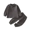 Conjunto de Bebé Elástico Manga Larga Ropa de Casa Cálido Bebé Clase A Ropa de Otoño Pantalones de Otoño Capa Base Separada Color Sólido Conjunto de Dos Piezas