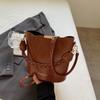 Moda Otoño 2025 Bolso Casual de Hombro Bolso Cubo de PU Texturizado Bolso de Mujer Cruzado de Aspecto Casual Bolso Retro para Mujer