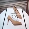 Zapatos de tacón alto color piel para mujer, estilo 2024, de charol, sencillos, impermeables, con plataforma, sexys, de tacón fino y estilo de etiqueta.