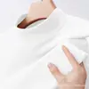 Atacado camiseta masculina de manga comprida com gola semi-alta quente forrada com veludo felpudo dupla face outono e inverno suéter slim masculino camisa básica