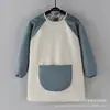 Bata de pintura para niños, delantal de pintura artística, ropa protectora impermeable y a prueba de aceite, prenda de manga larga para usar al revés, logo estampado de jardín de infantes