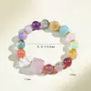Pulsera de Cristal Súper Siete de Piedra Natural para Niñas, Pulsera de Cuentas de Azúcar Arcoíris Multitesoro Flor de Durazno para Transferencia de Fortuna de Gama Alta