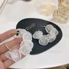 Pendientes de Aguja de Plata S925 Malla de Tela Otoño e Invierno Borla de Hoja de Loto Estilo Hada del Bosque Temperamento Puro Pendientes Nuevos para Mujer