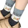 Calcetines de otoño e invierno estilo retro coreano con forro polar estilo japonés cálidos y acogedores con estampado de perro de dibujos animados y bloques de color hasta la mitad de la pantorrilla para mujer