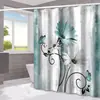Cortina de ducha serie flores de madera transfronteriza, partición de separación de seco y húmedo para baño del hogar, cortina de ducha con impresión digital, cortina de ducha impermeable