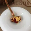 Cadena para Suéter de Caballo de Carrusel de Esmalte Rojo Exquisito Estilo Chino Retro Original, Collar Largo Versátil de Lujo Ligero de Gama Alta