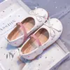 Zapatos Pequeños de Cuero para Niñas Color Bloque Dopamina Estilo Nuevo Primavera y Otoño Suela Suave Lunares Estilo Ballet Planos Mocasines Casuales