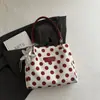 Bolsa de Ombro Casual Grande Capacidade Color Block de Lona com Bolinhas Moda 2026 Nova Elegante Retrô Tote Bolsa Feminina Transfronteiriça