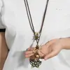 Collar de cordón de cuero con araña y pentagrama, cuentas de madera, cadena larga para suéter con múltiples colgantes, joyería de estilo oscuro, disponible para venta al por mayor
