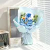 Buquê de rosa de lã de produto acabado transfronteiriço, ornamento decorativo de flor artificial de crochê de tulipa tricotado à mão, item de presente