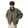 Chaqueta de Motociclista de Cuero PU con Cuello Alto Desestructurado Americana para Hombre Otoño Nueva Llegada Marca de Tendencia Alto Diseño Streetwear Rudo Fresco Chaqueta de Cuero Ropa de Abrigo