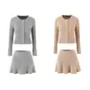 Exportación Transfronteriza Ropa de Mujer Otoño 2025 Estilo Europeo y Americano Conjunto de Top de Punto Trenzado + Falda de Punto para Mujer M11691/2F
