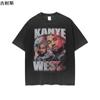 Cross-border atacado europeu e americano rua INS impresso manga curta masculino e feminino mesmo solto gola redonda lavado velho T-shirt moda