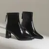 Botas de moda estilo coreano, tacones altos para mujer, nueva colección otoño/invierno 2026, botas de ajuste ceñido, punta fina, tacón grueso, cierre de cremallera en la parte trasera, botines versátiles