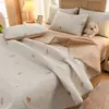 Capa de cama/cobertor dupla face para todas as estações, um lado é 100% algodão e o outro é fleece de bebê, espessado e acolchoado para aquecimento, adequado para camas de tatami