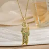 Europeo y Americano Nuevo Más Vendido Cobre Incrustado Circonita Gama Alta San Judas Personalizado Nicho Colgante Acero de Titanio Collar Joyería Al Por Mayor
