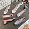 Zapatos Dulces Boca Baja Slip-on Zapatos Mary Jane Otoño 2024 Nuevo Estilo Francés plateado Puntera Redonda Elegante Lazo
