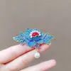 Grampo de cabelo de flor de peônia clássico de alto padrão, joia antiga, clipe lateral, clipe para franja lateral, adorno de cabeça de flor estilo nacional