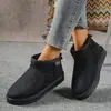 Botas de Nieve para Mujer 2025 Otoño e Invierno Nuevo Estilo Coreano Punta Redonda Combinación de Colores Forradas de Borrego Cálidas Casuales Planas Zapatos de Algodón Venta al por Mayor