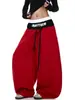 Calça Jogger Color Block com Estampa de Letras Estilo Patchwork Transfronteiriço para Homens e Mulheres, Design de Casal, Falso Duas Peças, Solta, Perna Larga