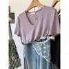 Camiseta Básica Sencilla de Cuello Redondo y Manga Corta para Mujer, Color Sólido Versátil Hombro Normal Verano Moda Dopamina Top