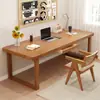 Mesa de Madeira Maciça, Estilo Tronco, com Gaveteiro, Armazenamento, Aumentada 80cm, Mesa para Computador, Mesa de Escritório, Canto Arredondado, Mesa de Estudo