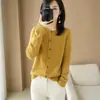 Cardigan Outerwear Outono Primavera Gola Redonda Solto Curto Manga Longa Suéter Camada Externa Tricô Base Tricô Top Feminino