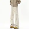 Jeans Denim Lavado Desgastado Retro Americano Masculino Primavera e Outono Nicho Plissado Calças de Trabalho Corte Limpo Micro Flare Calças Longas