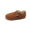 Zapatos de Algodón para Niños 2025 Invierno Nuevo Estilo Zapatos para Niños Zapatos de Cuero para Niñas con Algodón y Forro Polar Añadido Zapatos Tipo Birkenstock para Bebé Zapatos de Suela Blanda