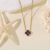 Collar de Acero Inoxidable de Cuatro Hojas Transfronterizo para Mujer, Cadena para Clavícula con Colgante de Trébol de la Suerte de Nácar por Ambos Lados, Joyería de Lujo de Nicho