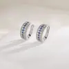 Brinco de Clipe Zircônia Azul Klein, Estilo Old Money Vintage Masculino Retrô Totalmente Cravejado em Pedras Não Perfurante, Fashion e Tendência