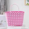 Bolso de mano de plástico tejido a mano, bolso de viaje de plástico para mujer, bolso cuadrado pequeño de plástico tejido a mano, bolso de playa hecho a mano