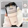 Taza de café de acero inoxidable, taza térmica, taza grande con popote, vaso de agua de aspecto elegante para niñas, vaso para hielo que mantiene el frío para hombres